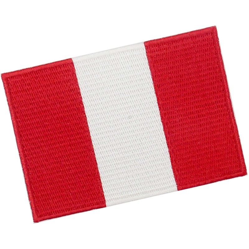 Peru Flag Embroidered Iron On Sew On Patch
