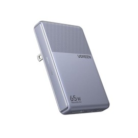 UGREEN Nexode Air 65W Cargador Tipo C con Carga Rápida Ultradelgado de 15 MM para Espacio Estrecho, Pared Plana con 3 Puertos Compatible con Mac-Book 