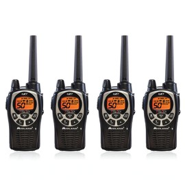 Midland GXT1000VP4 50 Channel GMRS Two-Way Radio - Up to 36 Mile Range Walkie Talkie - Black/Silver (Pack of 4)