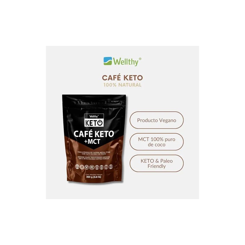 Wellthy Café Keto 360g. Soluble Adicionado Con Mct Clásico