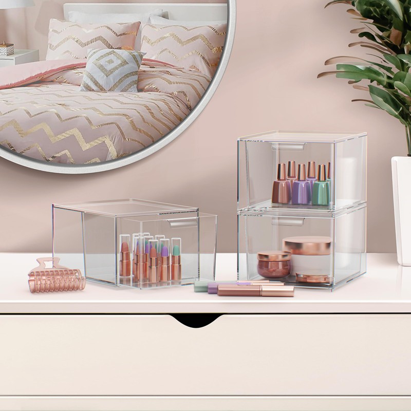 Sorbus 2 Pack Makeup Organizer - Clear Stackable Acrylic Drawer