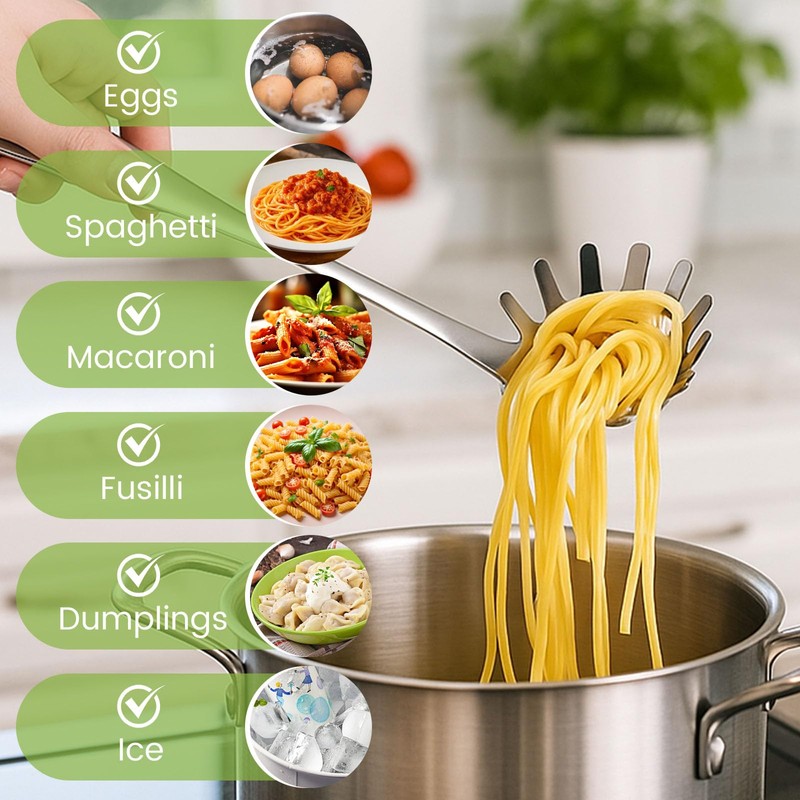 HANSGO Stainless Steel Pasta Server, 13 Inch Spaghetti Fork with
