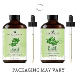 Handcraft Blends Basil Essential Oil – Huge 4 Fl Oz – 100% Pure and Natural – Premium Grade Essential Oil for Diffuser and Aromatherapy, Skin, Massage, Candle and Soap Making Fragrance