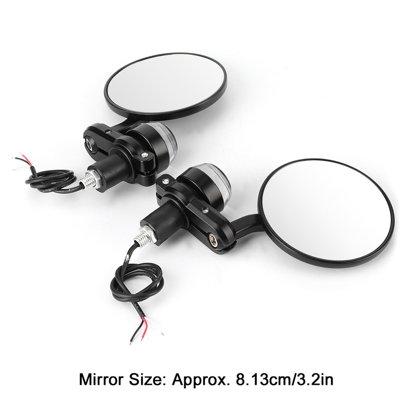 2pcs 7/8in Handlebar Rearview Mirrors with LED Turn Signal Amber