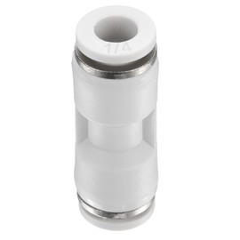 sourcing map Push to Connect Fittings 1/4" OD x 1/4" OD Straight Pneumatic Connector Zinc Alloy Quick Connect Union Two-Way Fittings for Semi Truck Trailers Air Brake System, White