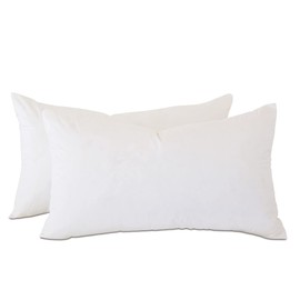 9x16 Hypoallergenic Fluffy Faux Down Poly Rectangular Pillow Insert, 100% Cambric Cotton Shell, Never Vacuum-Packed, Made in USA, Set of 2