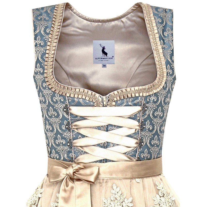 Alpenmärchen Women’s Midi Dirndl From Exclusive Collection, Includes Lace Apron