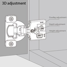 20-Pack 1-3/8" Overlay Soft Close Cabinet Hinges, 3D Adjustable Concealed Hinges for Face Frame Cabinets, 105° Opening Angle, Brushed Nickel, Fits 16-24mm Door Thickness & 19mm Frame