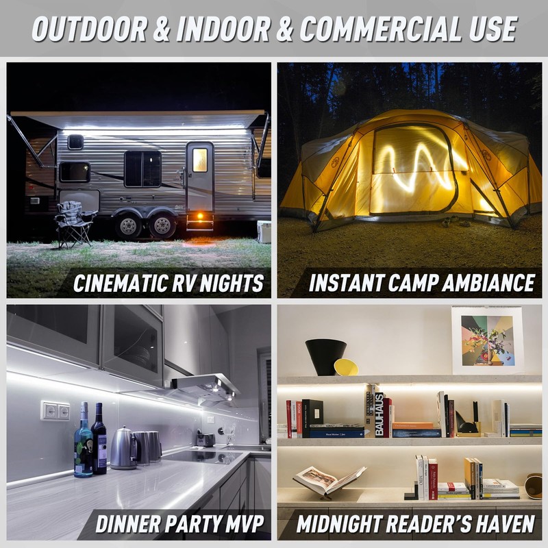 Yiswhis 20FT RV Awning LED Light Strip, 12V Fixed Brightness