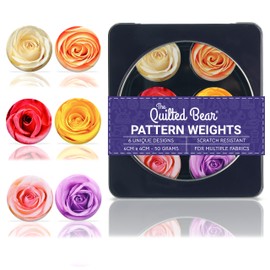 The Quilted Bear Pattern Weights - Multiple Designs of Scratch Resistant Paper Weights/Pattern Weights for Sewing or Cutting Fabric (TQB - Roses)