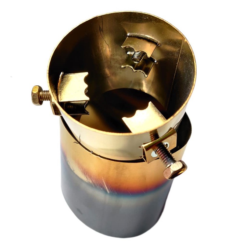 R-STYLE Oval Type Stainless Steel Muffler Cutter (Black Gold)