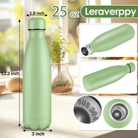 Leraverppy 25oz Cola-Bottle Shaped Stainless Steel Leak-proof Water Bottle,Double Wall Vacuum Insulated Metal,Travel Mug For Sports Indoors & Outdoors,BPA-Free School Kids Flasks,Green(4 Pack)