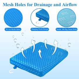 Anycosy Shower Seat Cushion,Bathtub Cushion for Transfer Benches,Slip-Resistant 3D Foam Mesh Bathtub Seat Cushion Mat with Hook,Quick Drying Bathtub Chair Pad for Elderly (Blue, Medium)