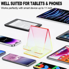 Acrylic Cell Phone Stand, Portable Phone Holder for Desk Universal Stand Holder with Non-Slip Dock for Home Kitchen Office Bathroom (Pink)