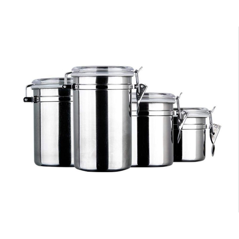 Foraineam 4-Piece Stainless Steel Airtight Canister Set with Clear Arylic