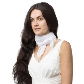 Basic Sense Square Chiffon Scarf Retro Lightweight Neck Scarves Bandana for Women, White