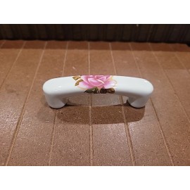 Belwith Vintage porcelain cabinet pulls with red Rose And Leaf  for kitchen And Bathroom