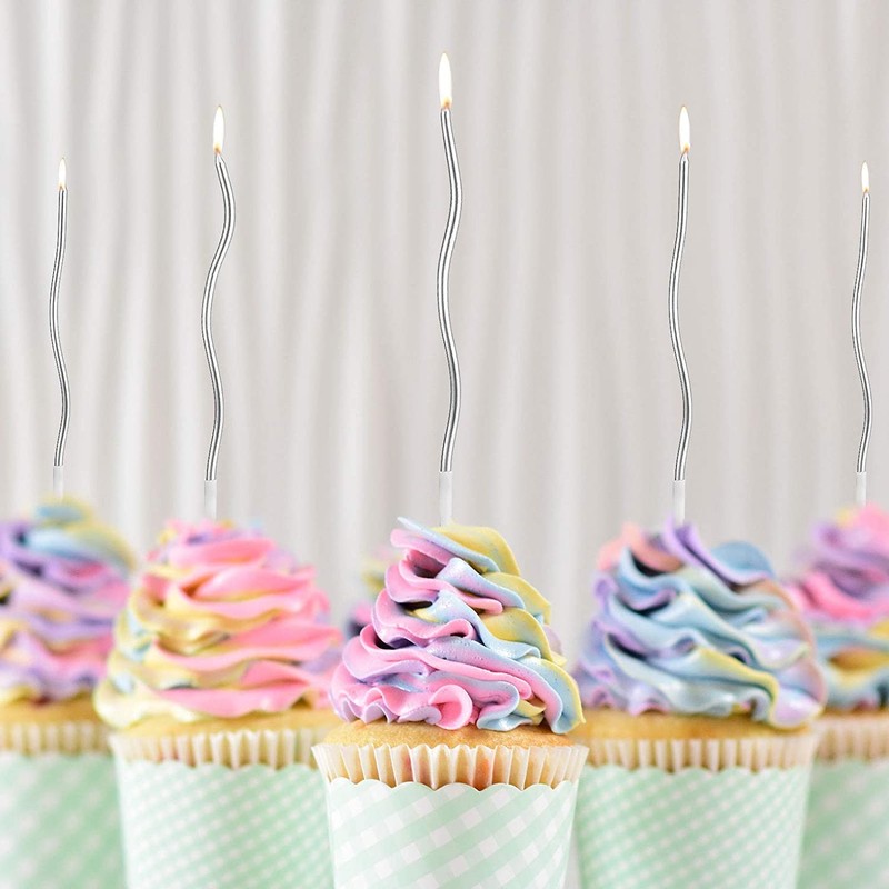 Luter 24pcs Birthday Candles Spiral Birthday Cake Candles Long Thin