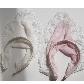 Triangular Scarf Lace Keyming Headband Mesh Hairband Wide Band Pretty Pink 2ea