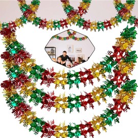 Christmas Hanging Ceiling Foil Wall Decoration Best For Party Decoration (Pack of 3 Red/Green/Gold Snowflake Garland)