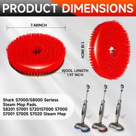 2 Pack S7001 Upgraded Mop Pad Replacement Brush Heads for Shark Steam Mop Pads | Professional Cleaning and Polishing | Compatible with Shark S8201/S7000Series | for Deep Cleaning Hard Floors (red)