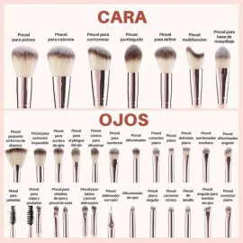 42 Brochas Maquillaje Profesional Y Herramientas Cosméticas                                                                                           