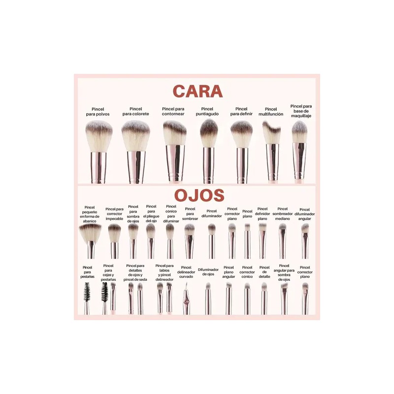 42 Brochas Maquillaje Profesional Y Herramientas Cosméticas