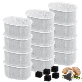 12Pack Cat Water Fountain Filter for W300&W300B&W500&W500B Cat Water Fountain, with 5 Pcs Sponges Filters for 2L and 3.5L Automatic Pet Water Fountain