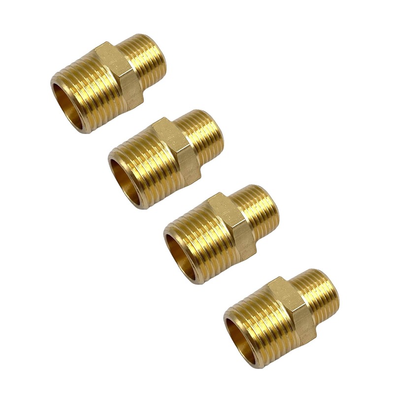 4Pcs 3/8" NPT x 1/2" NPT Male Pipe Hex Nipple,Brass