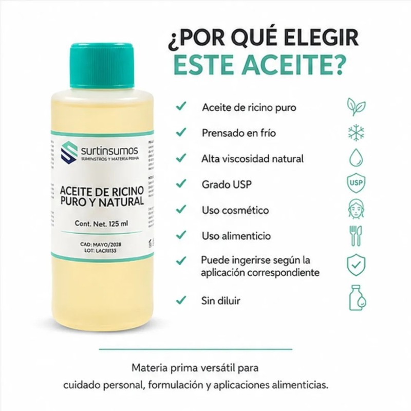 Aceite De Ricino Puro Natural 125 Ml