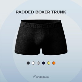 Rounderbum | Mens Underwear - Mens Boxer | Black Padded Trunk - Size S | Boxer with Butt Enhancing Pads – Body Shaper Underwear | Round Bum Effect - Removable Pads - Shapewear