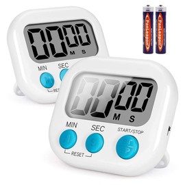 Ausein Temporizador Digital de Cocina 2 Piezas, Cronometro de Cocina de LCD Dígitos Grandes, Reloj de Cocina/Alarma de Cocina con Soporte, Study Timer Magnetico para Cocinar, Aula, Profesor, Niños