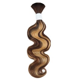 Human Braiding Hair P4/27 Body Wave Bulk Human Hair for Braiding No Weft 1 Bundle 100g 10A Brazilian Curly Human Hair Extensions for Boho Braids (22 Inch)