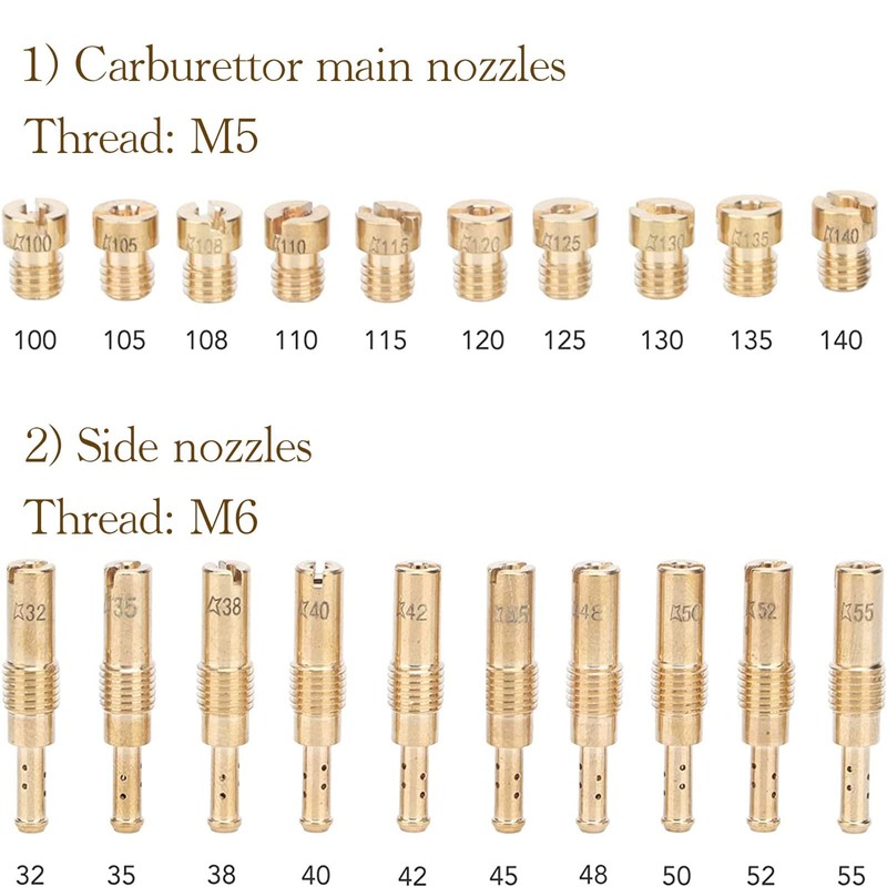 Motorcycle Carburettor Nozzle Set, 20 Pieces Main Nozzle and Slow