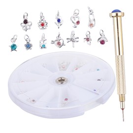 Baluue 24pcs Nail Charms and Pendants Nail Piercing Tool for Art Lightweight and Portable Manicure Accessories for Home Salon Use