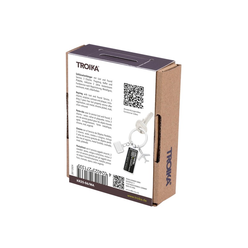 TROIKA CODE24 Keyring - 3 Charms: Airplane, Suitcase and Badge