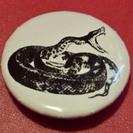 1 Inch White Hissing Snake Round Pinback Button Pin