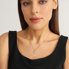 Zealmer Dainty Yellow Gold Plated Compass Direction Pendant Necklace Graduation Gift for Friends