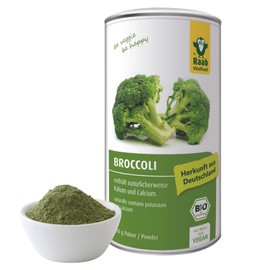 Raab Vitalfood Bio Broccoli Pulver, 100% Brokkoli-Pulver ohne Zusätze, enthält Kalium und Calcium, ideal für grüne Smoothies & Suppen, vegan, glutenfrei, 1x 230 g Dose