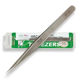 P-Beauty Cosmetic Accessories Vetus Eyelash Tweezers for Eyelash Extension ST-12, Ideal for Individual Eyelashes and Volume Technology, Includes Protective Cap, VETUS ST-12