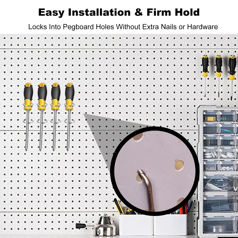 KGCGJVB 5Pcs Pegboard Screwdriver Holder Tool Organizers Double-Ring Peg Board
