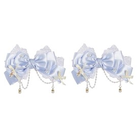 Pyulibon: Furi Furi Lolita Style with Lace Ribbon Barrette Set, Hair Clip, Sweet Lolita Princess (Blue)