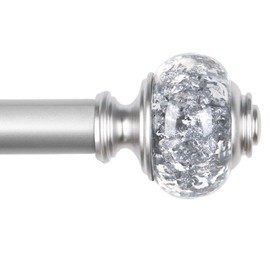 Curtain Rod 32 to 58 Inches (2.6-4.8ft), USFOOK 7/8 inch Telescoping Splicing Curtain rods for Windows 20 to 54 inches, Silver Decorative Drapery Rods for Home with Translucent Finials