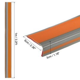 uxcell 3.2Ft Stair Nosing, 3cm PVC Self Adhesive Stair Edges Protector L Shape Stair Edging Stair Steps Edges Trim for Outdoor Indoor Stair, Orange/Grey