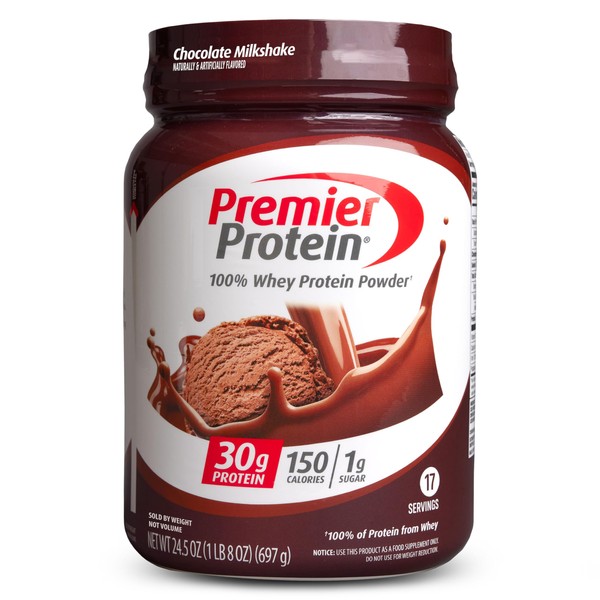 Premier Protein Powder, Chocolate Milkshake, 30g Protein, 1g Sugar, 100%