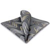 [S&W SHLAX&WING] Men's Pocket Square Gray Yellow Golden Geometric Wedding,
