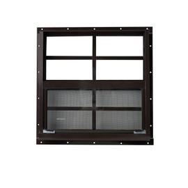 Shed Window 16x16 Brown - Vertical Slider with Tempered Glass & Bug Screen