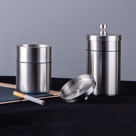 Multi-purpose Stainless Steel Ashtray - Portable, Outdoor, Home, Office, Smoking Room, Sealed Odor Control Ashtray 1ea