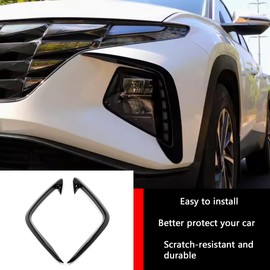 KELEIMAI Car Accessories Fit for Hyundai Tucson 2024 2023 2022 Fog Light Trim Cover Front Fog Light Eyebrow Spoiler (Glossy Black) 2PCS ABS
