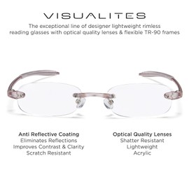 Visualites 5 Pearl 1.00 Lightweight Oval Rimless Reading Glasses for Men and Woman